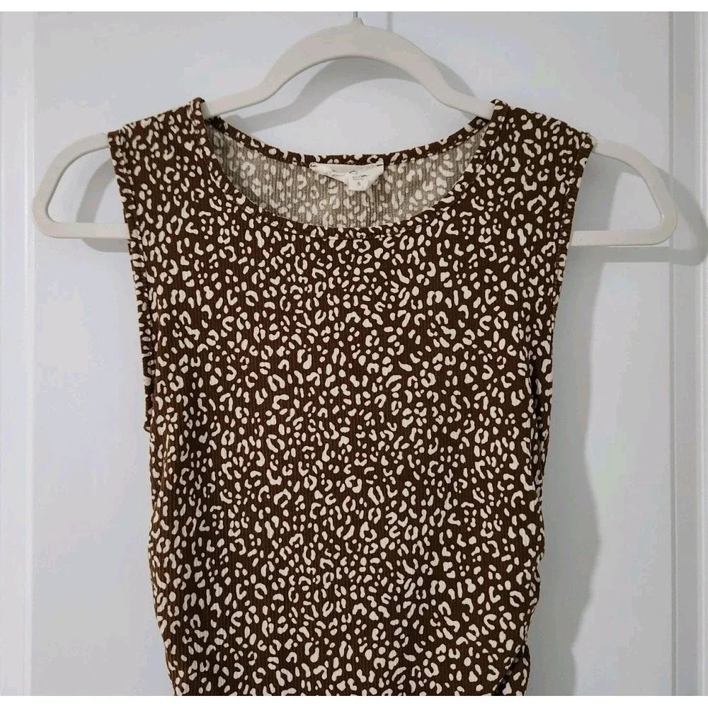 Jessica Simpson Women's leopard-print ruched sleeveless‎ Mini Dress Brown Size S